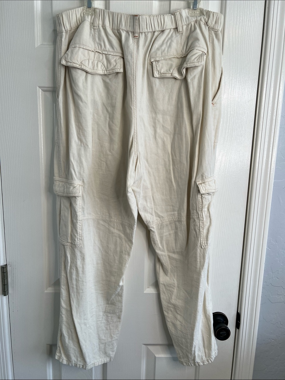 Pilcro Slim Linen Blend Beach Cargo Pants cream XL - Picture 4 of 11